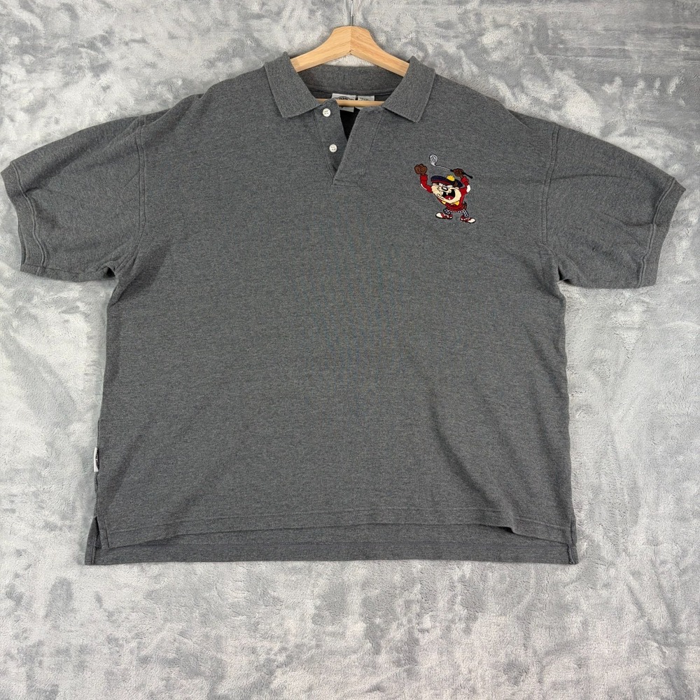 Acme Clothing TAZ Golf Polo Warner Bros Looney Tunes Men's 2XL Gray Cotton VTG
